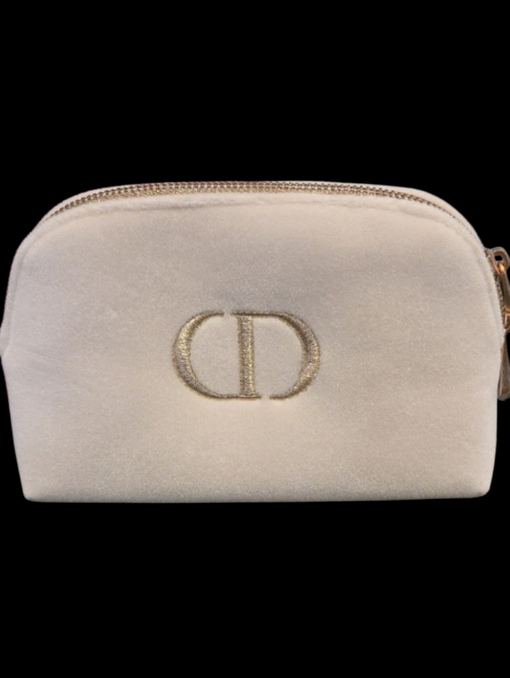 Dior Cream Velvet Cosmetic Case with Gold CD Emblem